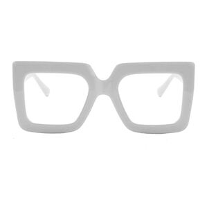 Oversized Square Blue Light Computer Eyewear Non-Prescription White